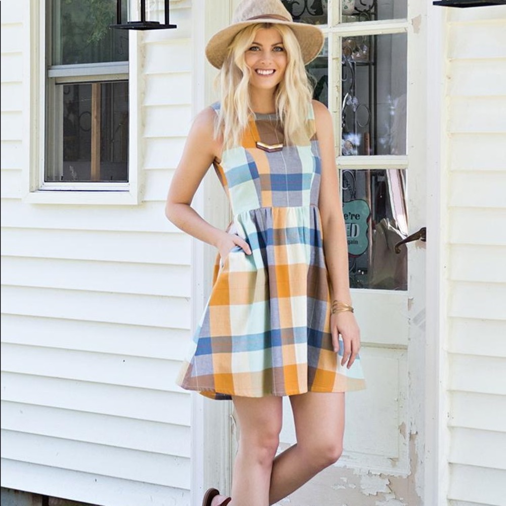 Mata Traders Rainbow Plaid Print Dress